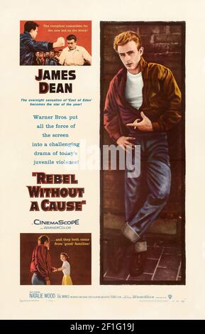 Vintage film poster - James Dean in 'A Rebel Without A Cause'. Classic movie poster. 1955. Stock Photo