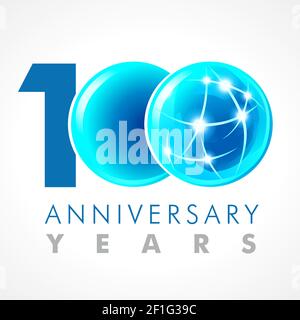 100th anniversary numbers. 100 years old logotype. Bright congrats. Isolated abstract graphic design template. Creative 0 sign, 3D infinity digits. Up Stock Vector