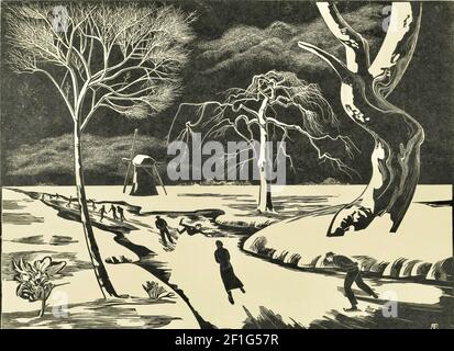 Bernard Essers artwork entitled  Wintergezicht or Winter Scene. Stock Photo