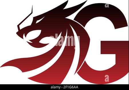 Letter G logo icon with dragon design vector illustration Stock Vector