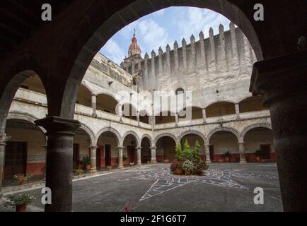 Franciscan cloister in the Asuncion monastery in Cuernavaca Mexico Stock Photo