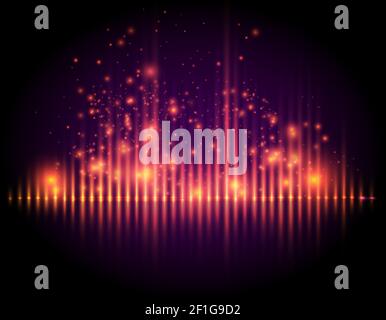 Lighting style equalizer with flare and spark, abstract technology vector background Stock Vector