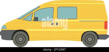 Big yellow minivan on white background - Vector illustration Stock Vector