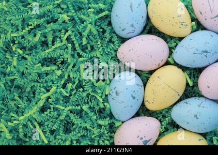 Collection of colorful Easter eggs background Stock Photo