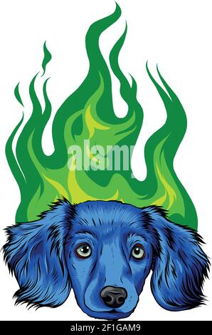 puppy Dog with Flame ornaments vector illustration Stock Vector