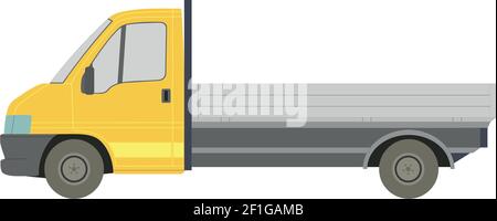 Big yellow cargo truck on a white background - Vector illustration Stock Vector