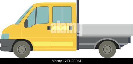 Big yellow cargo truck on a white background - Vector illustration Stock Vector