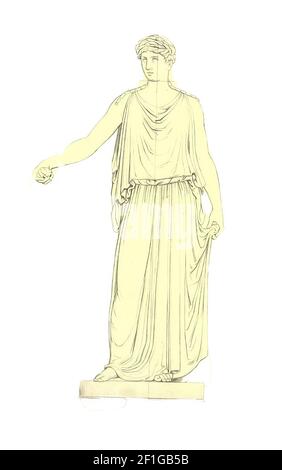 An illustration of a portrait of a Greek Goddess isolated on a white background Stock Photo