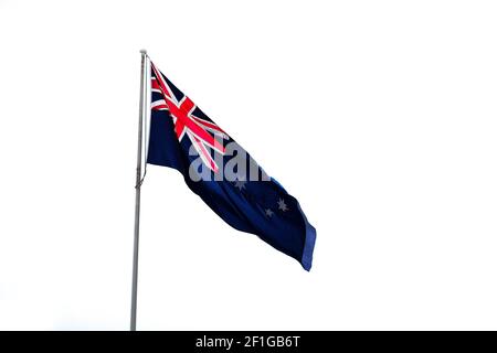In the clear sky  the waving flag Stock Photo