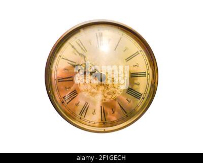 Old Wall Clock Isolated Stock Photo
