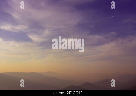 Sunset in the mountains of the North Caucasus, landscape. Stock Photo