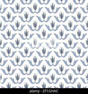 Hand drawn blue Moroccan seamless pattern for Ramadan Kareem. Islamic background, fabric, web banner. Portuguese azulejos tile design. Decorative Stock Vector