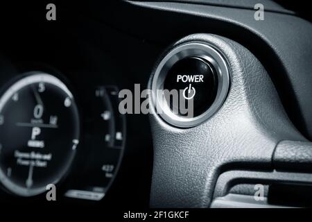 Start engine button in a modern car Stock Photo