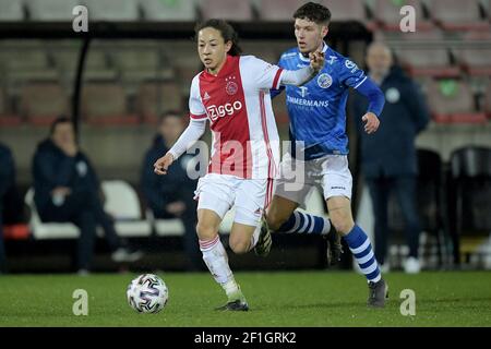 AMSTERDAM, NETHERLANDS - MARCH 8: Kian Fitz Jim of Ajax U23, Roy Kuijpers of FC Den Bosch during the Dutch Keuken Kampioen Divisie match between Ajax Stock Photo