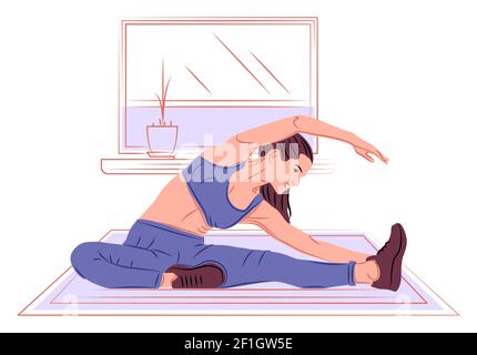 Vector yoga in shadow of sharp lines style Stock Vector