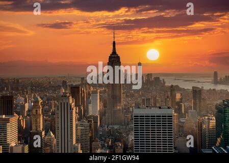 Manhattan skyline in New York City Stock Photo