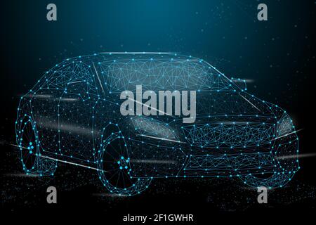 Abstract image of auto space, consisting of points, lines, and shapes, stars business.  Stock Photo