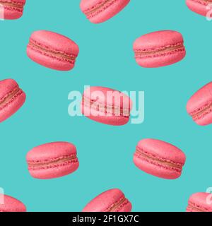 Macaroons Seamless photo pattern in pop art style Stock Photo
