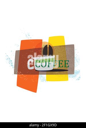 Coffee illustration with vintage taste Stock Photo