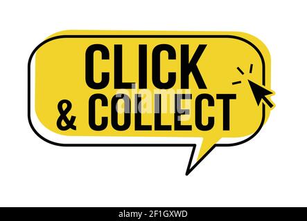 Click and collect speech bubble on white background, vector illustration Stock Vector
