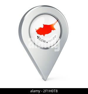 Map pointer with flag of Cyprus, 3D rendering isolated on white background Stock Photo