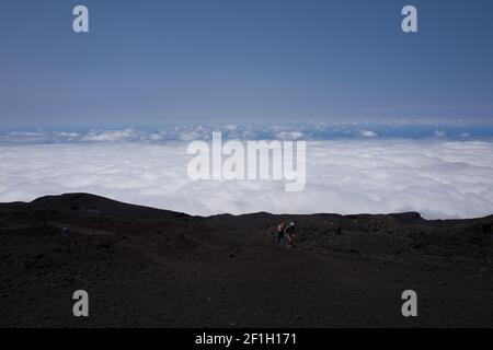 View inside vulcano crater Piton de la fournaise, La Réunion, Indian Ocean - Travelling on La Réunion Island Stock Photo