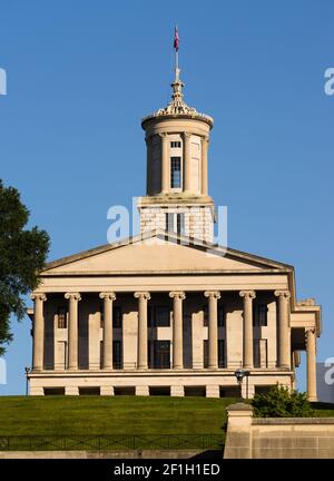 The Tennessee Capitol Building Stands In Nashville Under Blue Skies Stock Photo