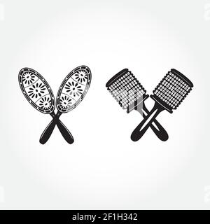 Black and white maracas, vector illustration Stock Vector