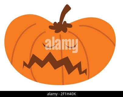 Cartoon halloween pumpkin with unhappy expression Stock Photo