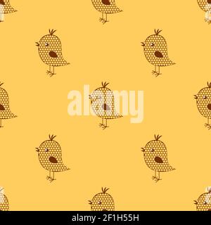 Seamless cute birds colorful cartoon pattern Stock Photo