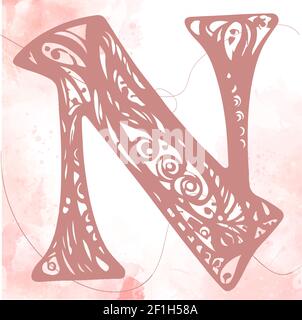 Letter N. Vector font for labels, posters etc. Calligraphy, Typography, Monogram. N letter logo in vintage western style. Stock Vector