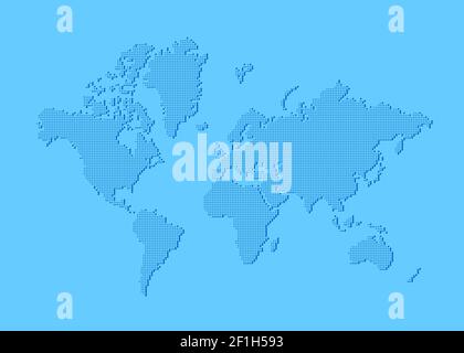 Dotted world map made of rounded rectangles. Stock Photo