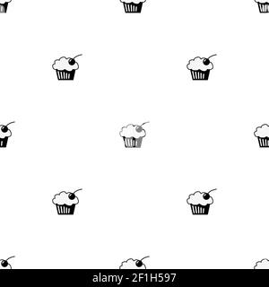 Seamless pattern sketch cupcake. Stock Photo