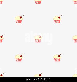Seamless pattern sketch cupcake. vector illustration. Stock Photo