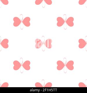 Seamless wallpaper with butterflies with a hearts shape wings. Stock Photo