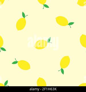 Watercolor seamless pattern with lemons on the white background. Vector illustration. Hand drawn background. Stock Photo