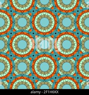 Seamless doodle flower background in vector with doodles. Circles ethnic floral pattern. . Stock Photo