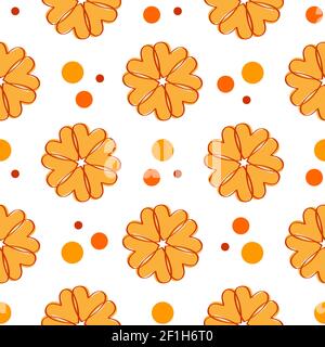 Abstract seamless pattern with bubbles and flowers Stock Photo