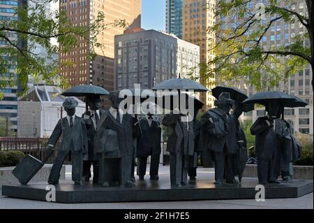 The Living World Series Gentlemen sculpture, Chicago IL Stock Photo