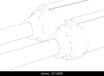 Machine piston hydraulic system industrial isolated sketch 3d illustration Stock Photo