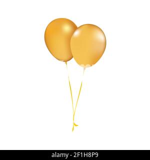Birthday yellow balloons on white background. Realistic vector balloon. Stock Vector