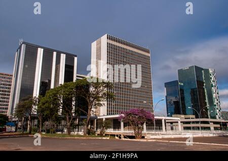 BRASILIA, BRAZIL - JUNE 6. 2015: Buildings of South Banking Sector. All the buildings of the complex are own by national banks of Brazil. Stock Photo