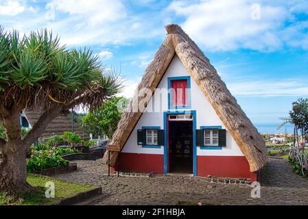 A-frame house in Santana, Madeira Stock Photo