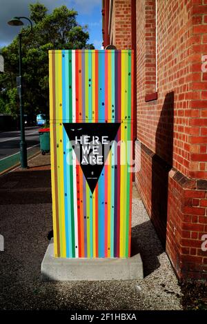 Colorful Power Box In a Street Corner Stock Photo