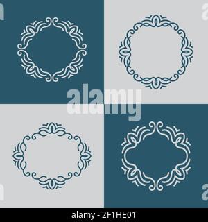 Elegant Circular Mandala Frame set dark and bright background Stock Vector