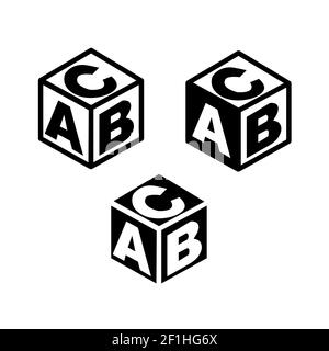 ABC building blocks on white background. alphabet cubes sign. baby block alphabet symbol. flat style. Stock Photo