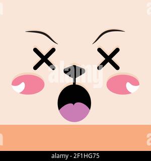 Dizzy facial expression cartoon Stock Vector