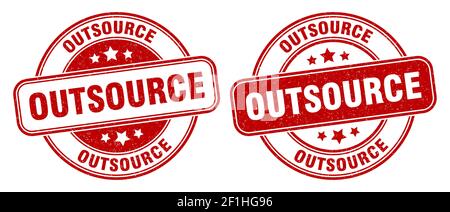 outsource stamp. outsource sign. round grunge label Stock Vector