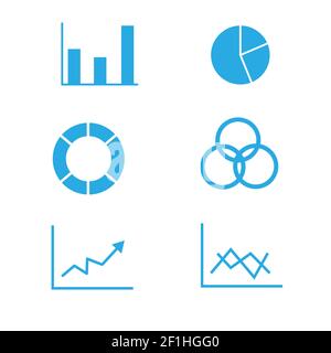 graphs and diagram icons on white background. diagrams, pie chart, statistics and analytics sign. flat style. business charts symbol. Stock Photo