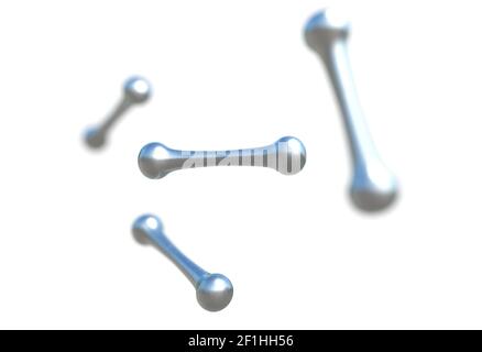 glossy metallic molecules on white background 3D illustration Stock ...